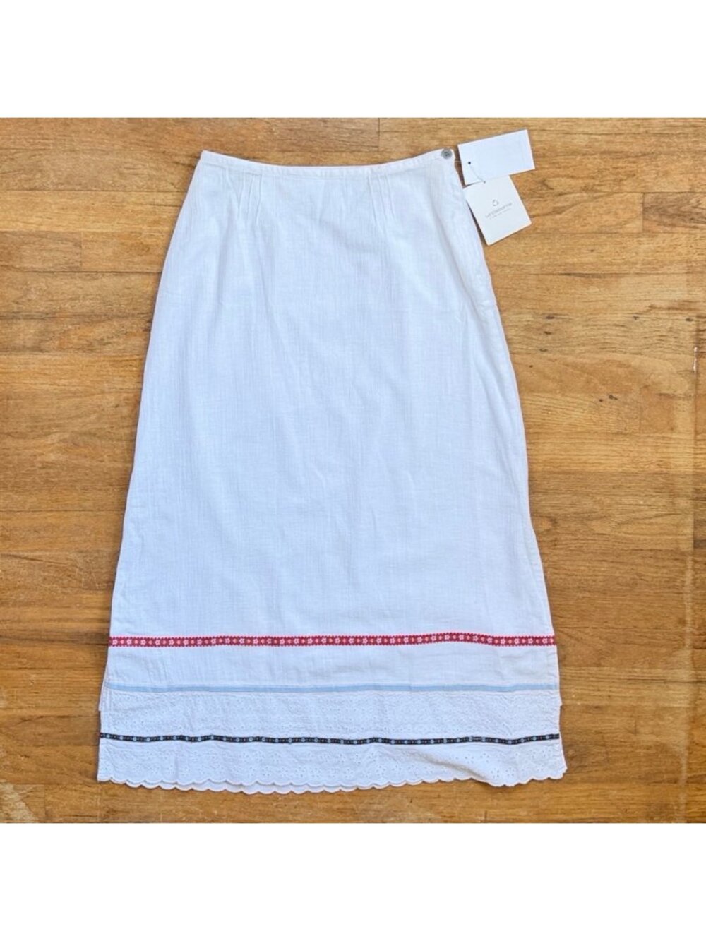 Liz Claiborne Skirt Size 8 NWT White 100% Cotton Eyelet Floral Embroidery Maxi -